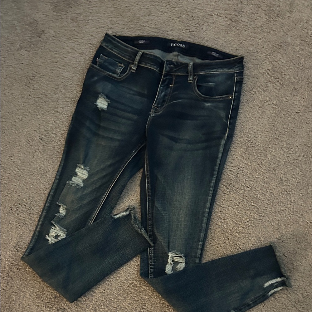Vigoss Dark Wash Distressed Skinny Jeans